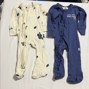 Promise Cream and Blue Berry Print Kids Footies